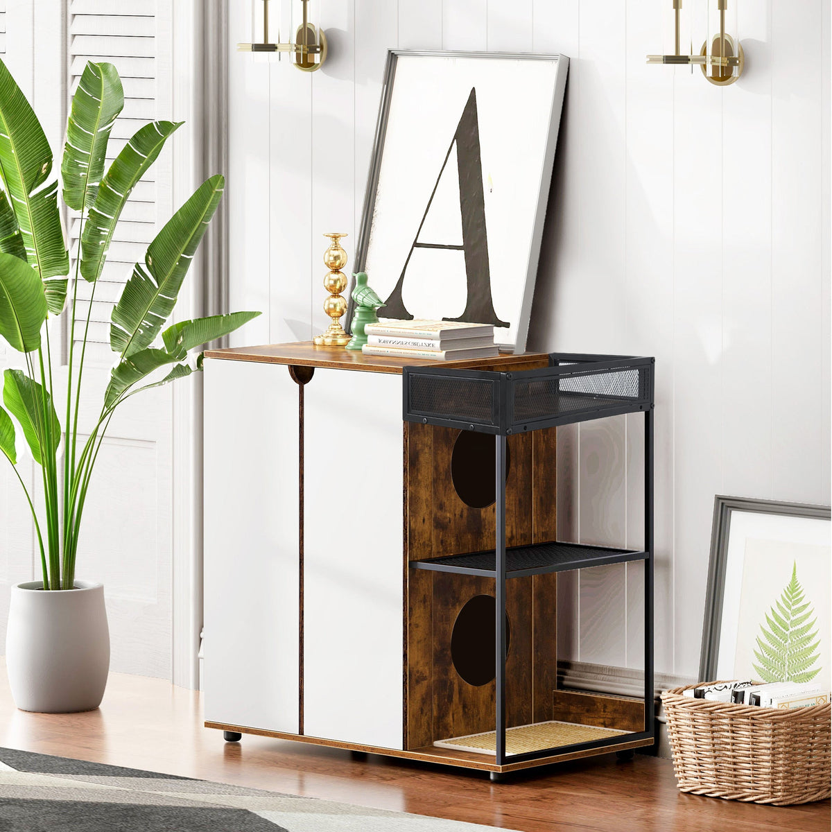 Double Litter Box Enclosure for 2 Cats