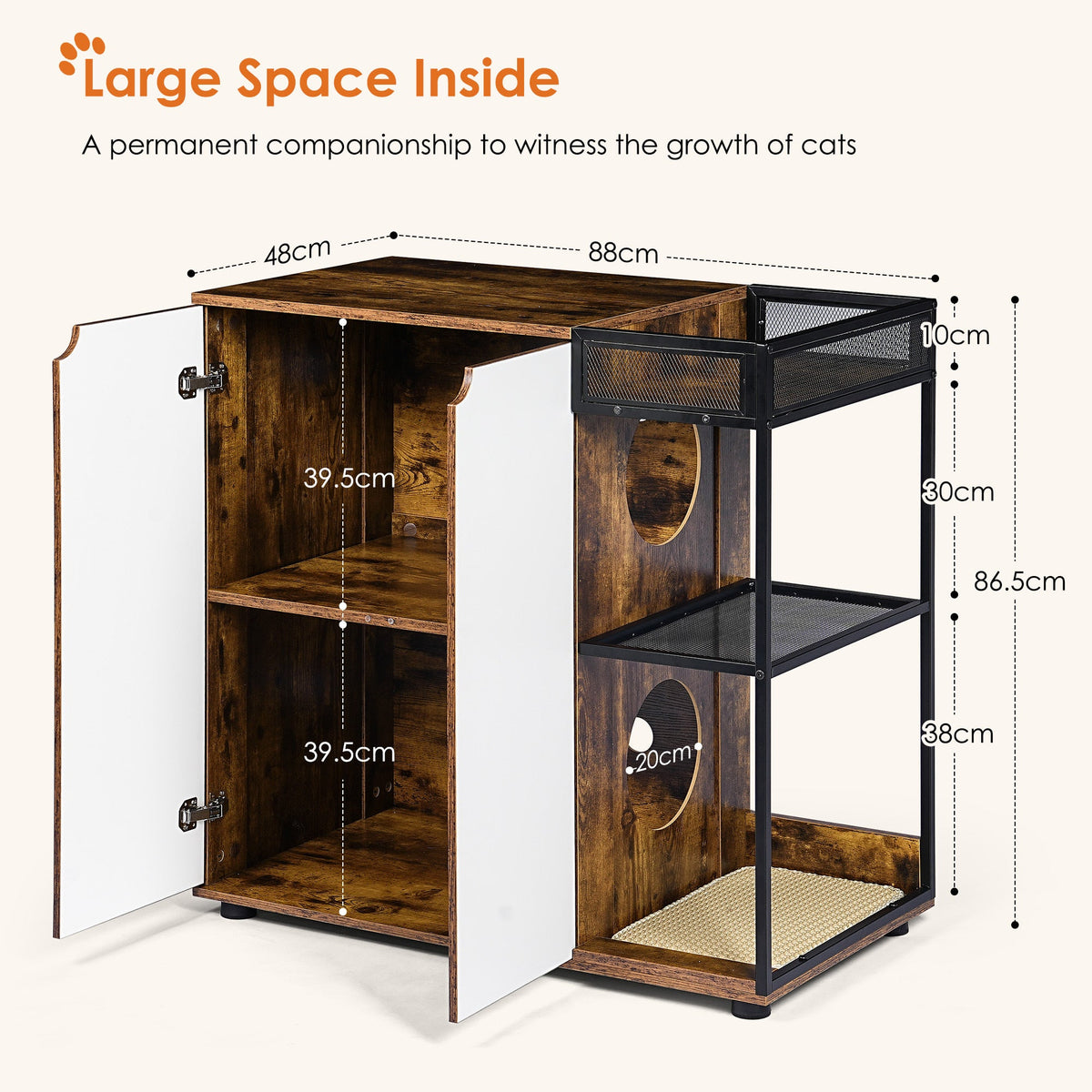 Double Litter Box Enclosure for 2 Cats