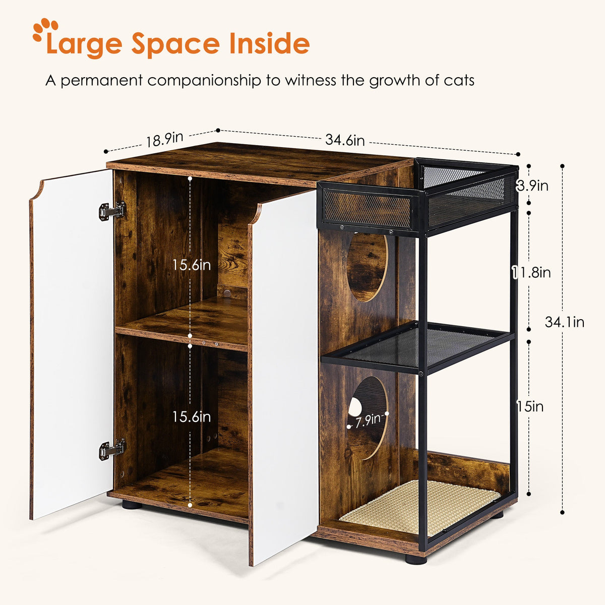 Double Litter Box Enclosure for 2 Cats