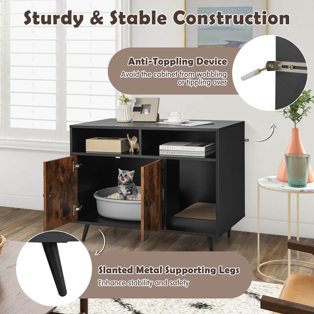 Litter Box Cabinet with Storage & Scratcher