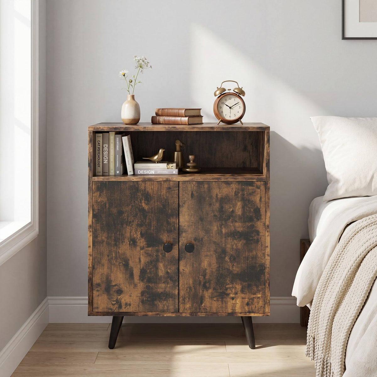 Industrial Litter Box Cabinet, Rustic Brown