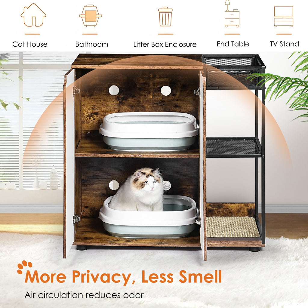 Double Litter Box Enclosure for 2 Cats
